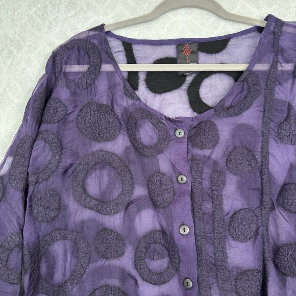 Miriam Carter Feltmaker Sheer Top Women Medium Purple Wool Art to Wear Lagenlook - Picture 2 of 10